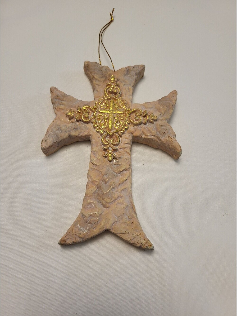Decorative 4"x6" Cross Wall Hanging with Gold Accent